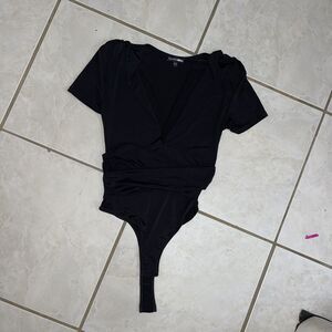 Fashion Nova Cindy Plunge Black Bodysuit Size Medium